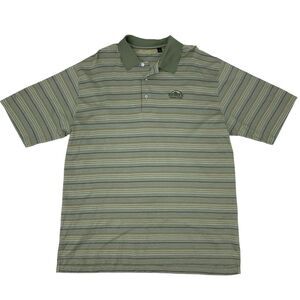 Vintage Ben Hogan Golf Polo Shirt Mens Size L Ivory Stripe Red Rock Country Club